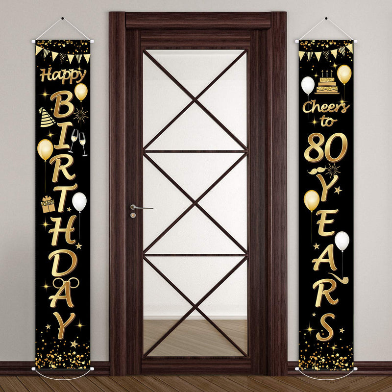 2 Pieces 80Th Birthday Party Decorations Cheers To 80 Years Banner 80T