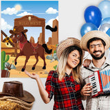 Pin The Tail On The Horse Party Game With 30 Tail Stickers, Large Western Wild West Horse Cowboy Poster, Birthday Carnival Party Decorations And Western Theme Party Supplies