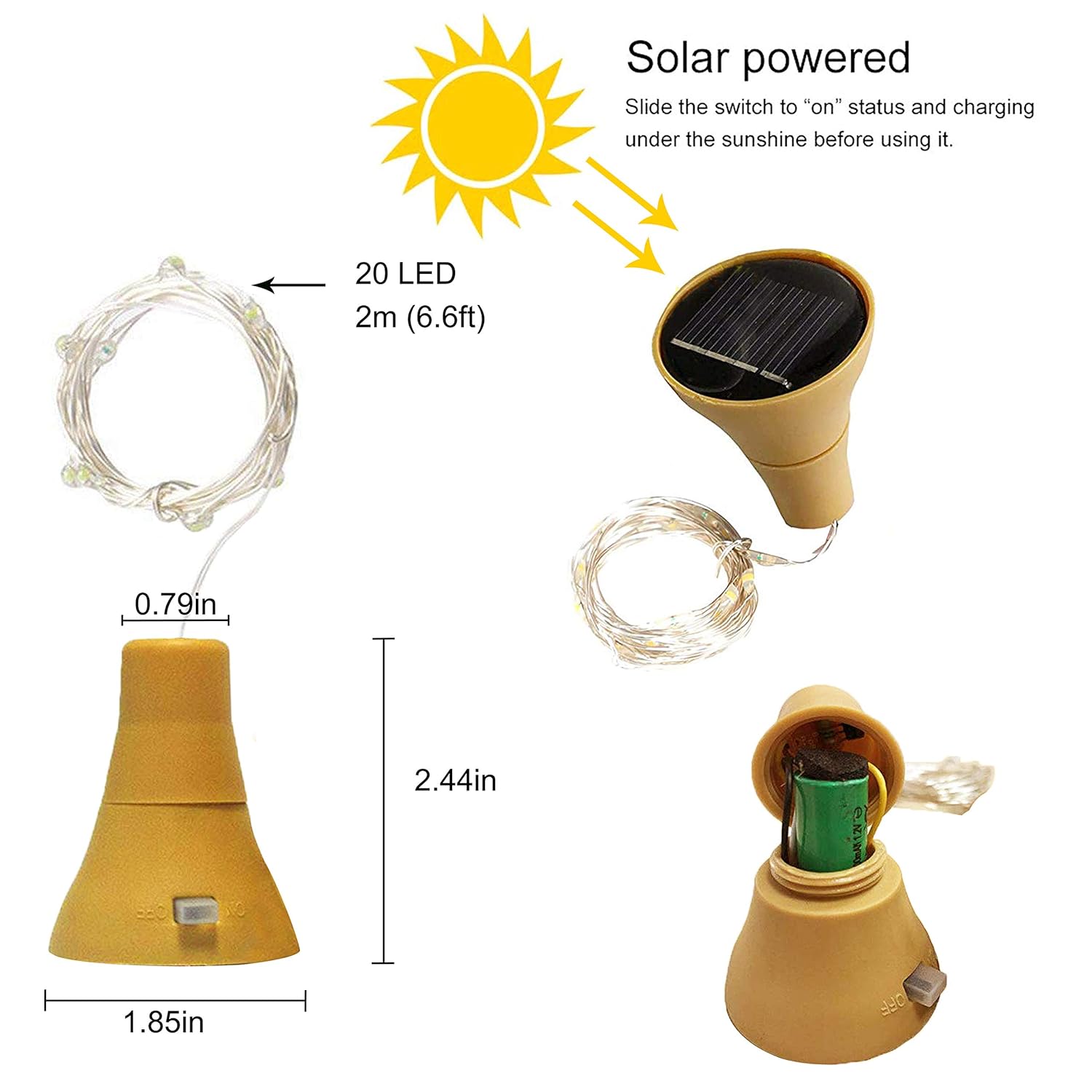 Upgraded 8 Pack Solar Wine Bottle Lights, 20Led Silver Wire Cork Lights Waterproof Fairy Lights For Liquor Bottles Craft
