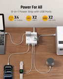 Surge Protector Power Strip 4 Outlets 4 USB Ports 2 USB C 10FT Flat Extension Cord White