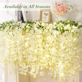 40 Pack White Wisteria Hanging Flowers, Fake Flowers For Decoration, Artificial Hanging Flowers, Vines For Bedroom, Flower Garland For Home, Party, Wall, Wedding Decoration(3.6 Ft/Pcs)