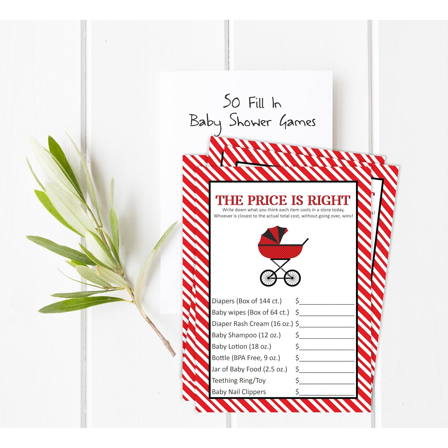 The Price Is Right Baby Shower Game - Girl Baby Shower Fun Party Game Collection, Activities, Decorations, Ladybug Theme Party Supplies - Pack Of 50