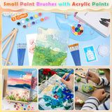 10Pack 8X10 Inch Canvas And Easel Set, Art Canvas Boards Bulk With Easel Stand, Mini Acrylic Paint & Brushes Set, Paint Trays, Sip And Paint Kit For Adults Couples Day Night Paint Party