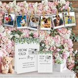 Greenery How Old Were The Bride And Groom Game, Guessing The Age Photo Game, Bridal Shower Wedding Shower Games (1 Sign And 30 Cards)-Bng12