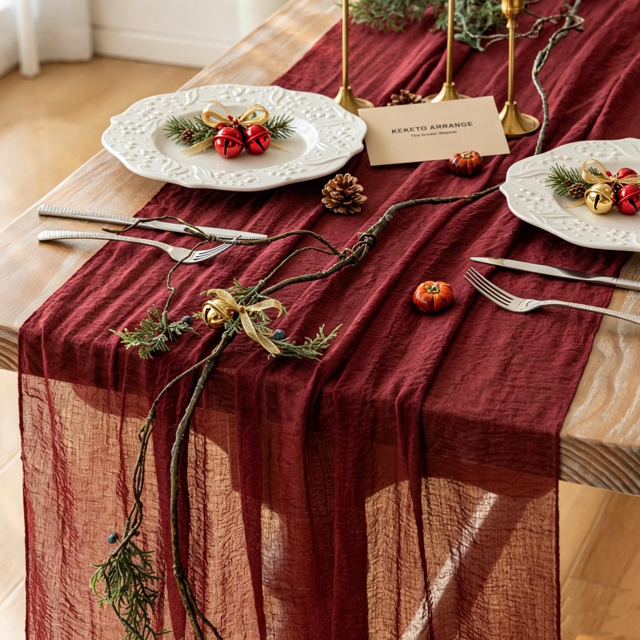 Deep Beige Cheesecloth Table Runner 120 Inches Fall Party Home Decorations