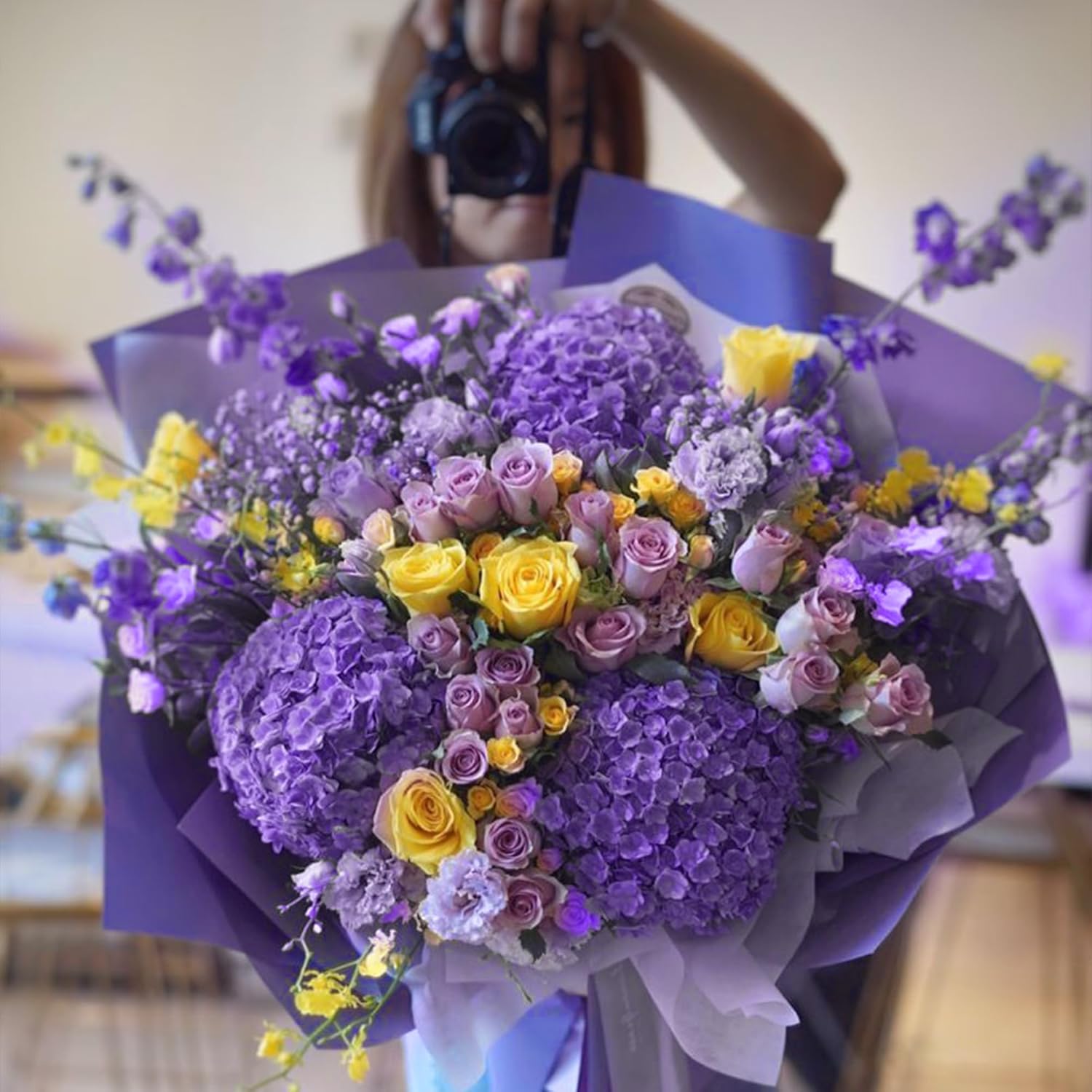 5Pcs Hydrangea Artificial Flowers Real Touch 20 Inch Lifelike Hydrangea Flower For Home Wedding Office Party Living Room Decoration (Purple#2)
