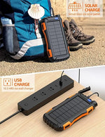 42800mAh Solar Power Bank, Portable Charger with QC 3.0, Flashlight, Orange