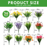 36 Bundles Artificial Plants Flowers Outdoor Spring Decoration Faux Flowers For Outdoor Planters Fake Wildflowers Faux Flowers Bulk For Hanging Planter Home Wedding Spring Summer Decor