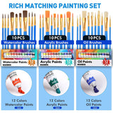 78Pack Acrylic Paint Set, Painting Kits For Adults, Paints Kit With3 Pack Of 12 Colors Paint 3 Sets Of Wooden Easels, Canvas, Brushes, Palette, Art Paint Supplies Kit For Adults Beginner