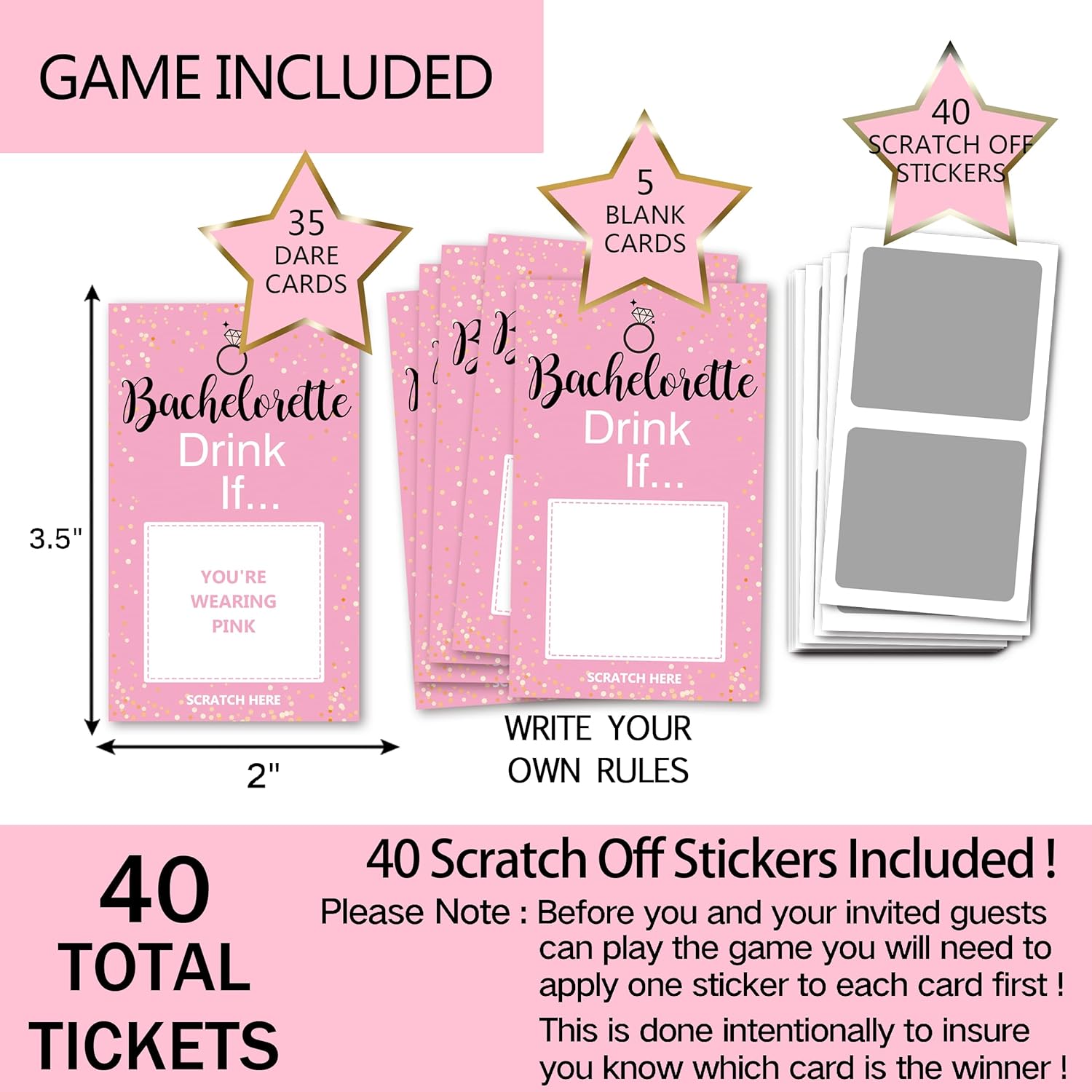Bachelorette Party Drinking Games Drink If Games Scratch Off Cards Perfect For Night Out Activity,Bridal Showers,Bridal Parties,Wedding Showers,Engagement And Birthday-40 Sheets(Pink)