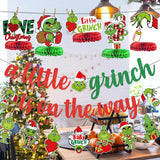 Green Monster Christmas Baby Shower Decorations With Banner Centerpieces Garland For Whoville Gender Reveal Party Supplies