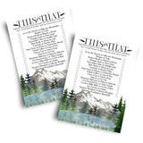 Adventure Bridal Shower Games Would She Rather - 25 Card Pack - Fun This Or That Game For Graduation Parties, Rehearsal Dinners & Birthdays - Mountain Design