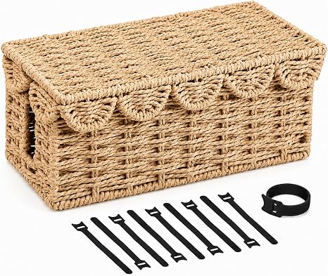 13 Inch Decorative Cable Management Box and Cord Organizer for Home and Living Room
