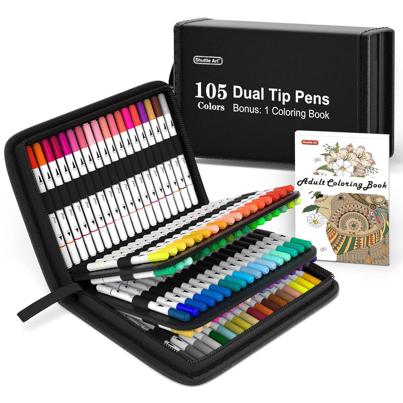 Dual Tip Brush Pens Art Markers, 105 Colors Fine And Brush Dual Tip Markers Se