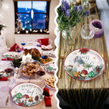 50 Pcs Christmas Oval Paper Plates 11'' Disposable Joy To The World Paper Plates Xmas Balls Tableware Large Christmas Snowflake Decorations For Winter Picnic Tea Party Supplies