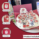 4 Packs Paper Flower Bouquet Pop Up Greeting Cards Paper Roses 3D Cards With Envelope Seal Stickers For Wedding Anniversary Birthday Valentine'S Day Gift For Women Wife Girlfriend (4 Colors)