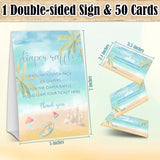 Summer Beach Baby Shower Games, Blue Ocean Diaper Raffle Tickets, Gender Reveal Party Decorations And Supplies, 1 Sign And 50 Cards Game Set-A09