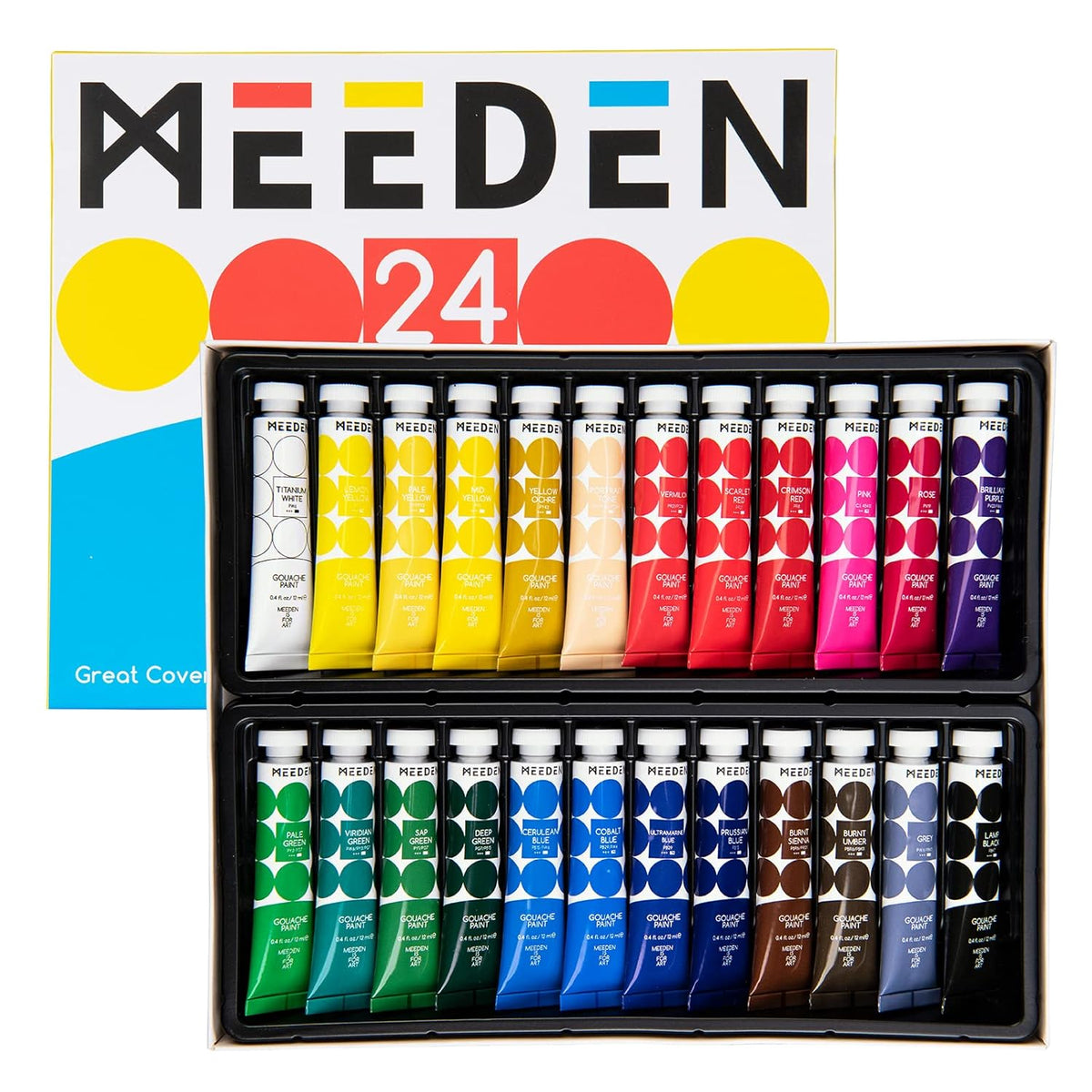 Gouache Paint Set, Non-Toxic 24 X 12Ml/0.4Oz Water-Based Gouache Tubes Paints For Canvas & Paper, Art Supplies For Artist, Adults, Beginners