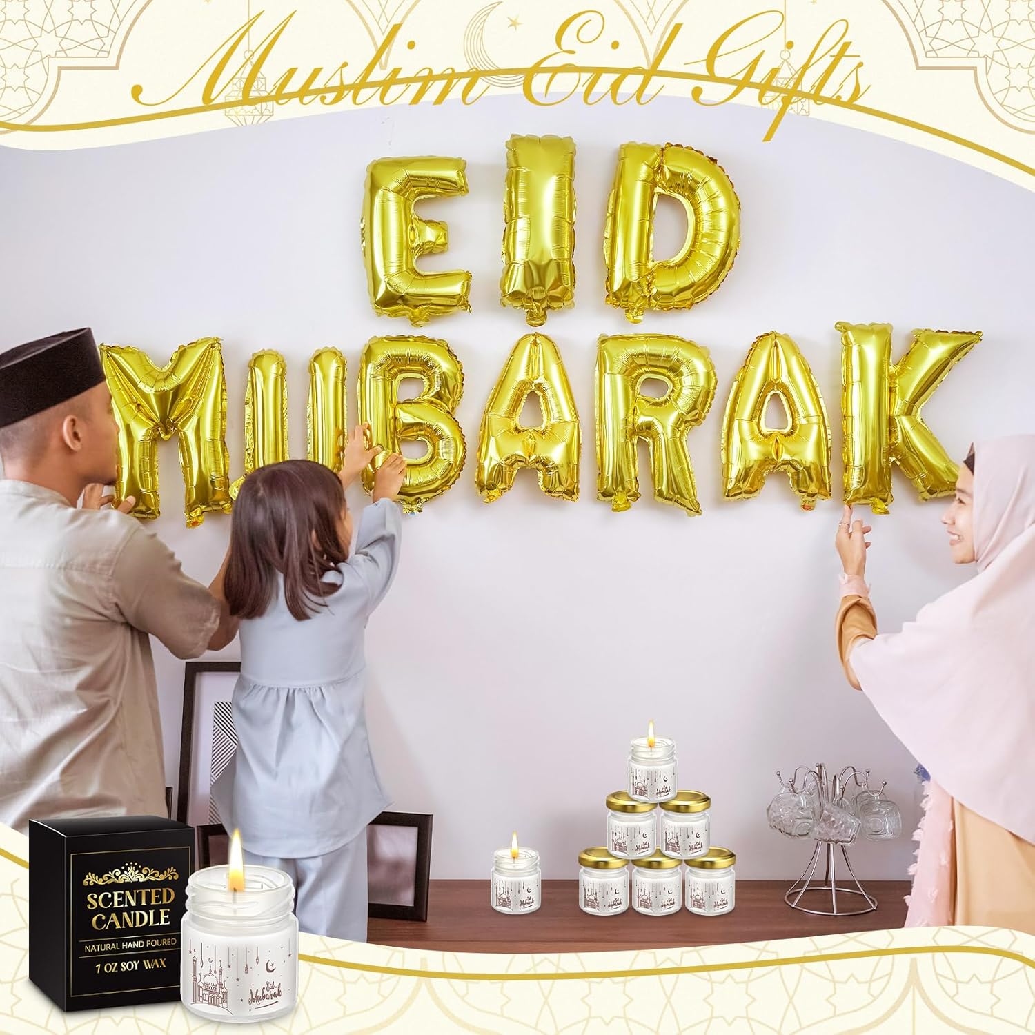 12 Pcs Ramadan Mubarak Scented Soy Candles Lavender Eid Lights Scented Glass Jar Muslim Candles Gift Bulk For Home Islamic Party Favor Happy Eid Festival Decor