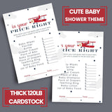 Airplane Baby Shower Games For Boys - 25 Guess The Price Is Right Cards - Fun Activities For Guests With Prizes - Taking Flight Theme In Red And Blue