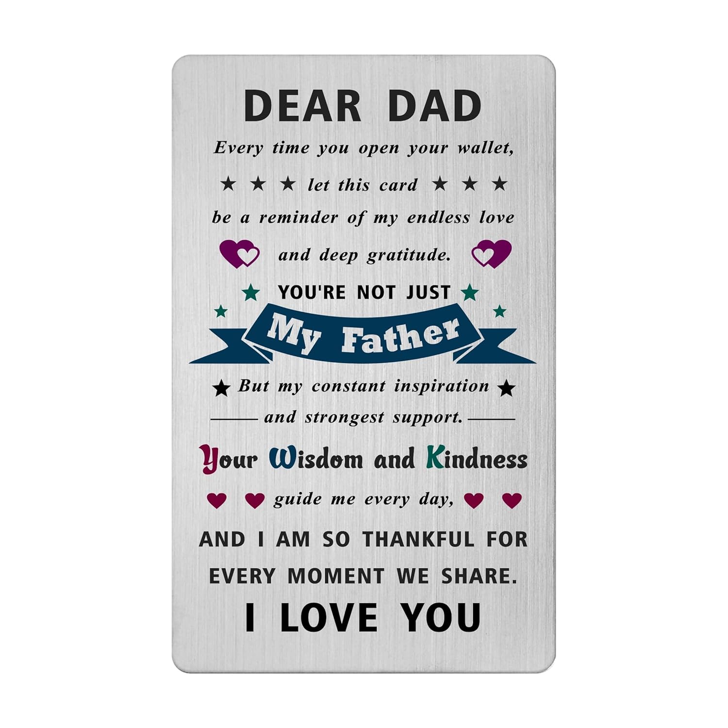 Father‘S Day Gifts For Dad From Daughter Son, Engraved Wallet Card For Day Fathers Day