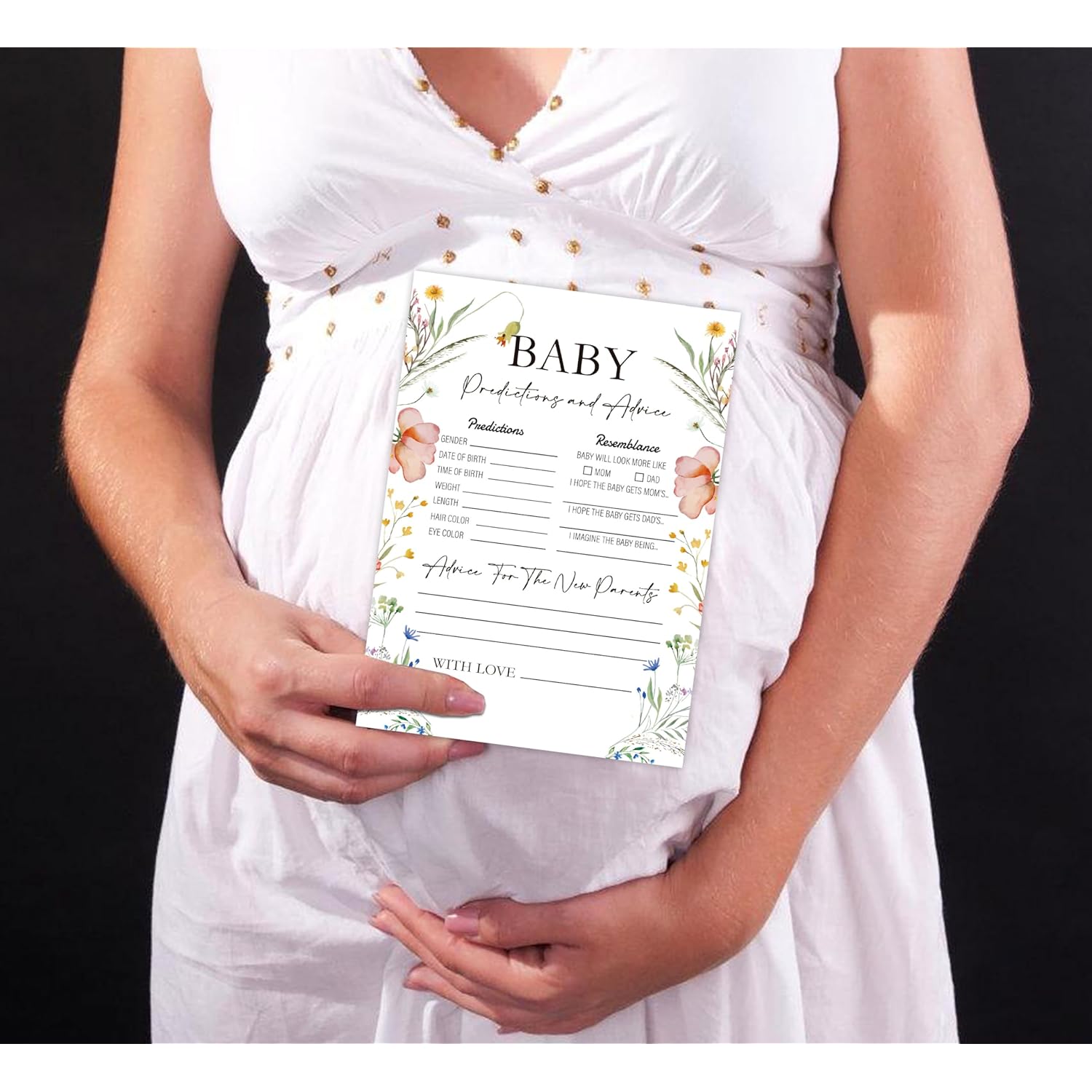 Boho Wildflower Baby Predictions And Advice Cards, Baby Shower Game, Pack Of 30 Game Cards, Gender Neutral Boy Or Girl, Fun Baby Game And Activity - Fa12