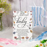 51 Pcs Don'T Say Baby Shower Game Supplies Include 50 Pacifier Necklace With 1 Wooden Don'T Say Baby Game Sign Gender Reveal Party Supplies For Guests(Wildflowers)
