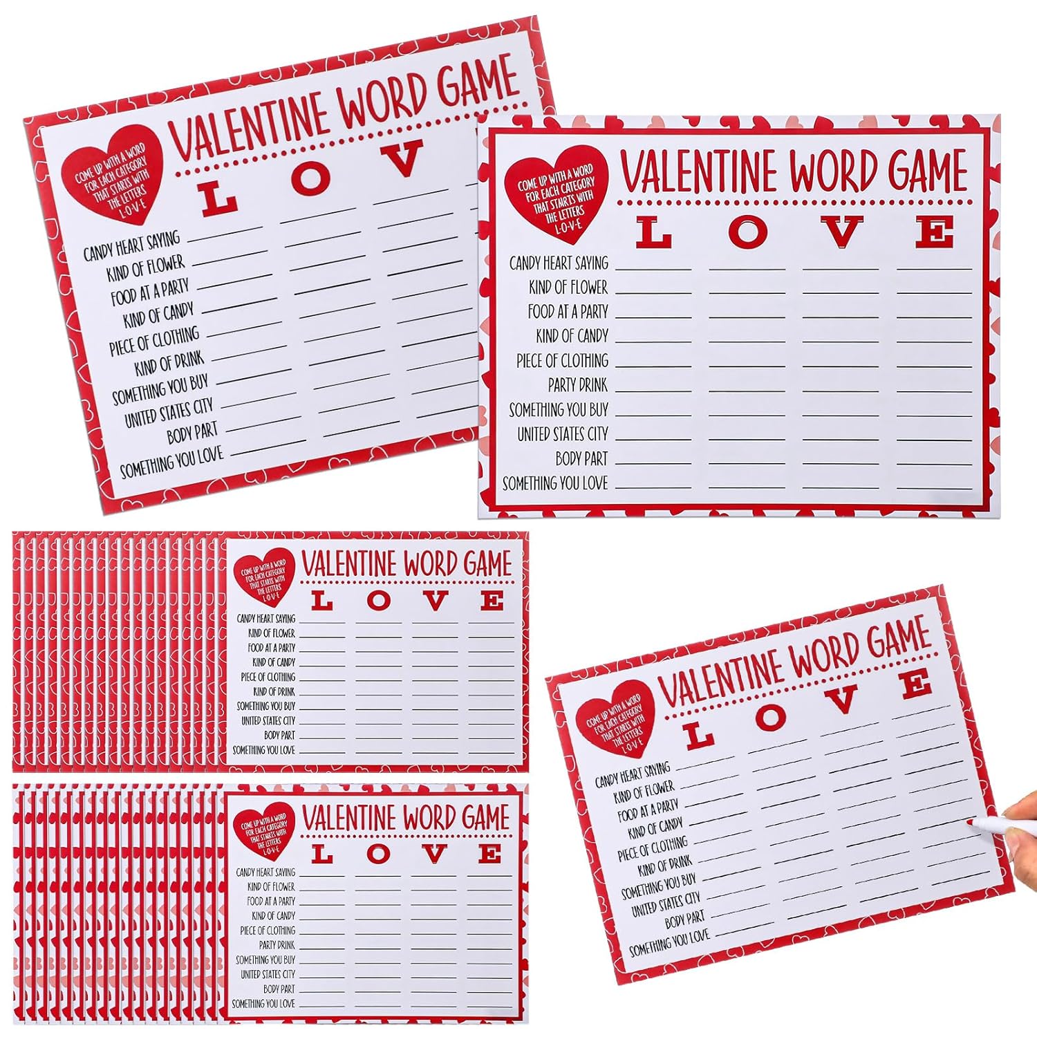 36 Pcs Valentines Party Games Card Valentine Letter Word Game Fun Interactive Word Building Games For Valentine'S Day Party Gift Favors Fun Engaging Educational Activity