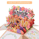 Love You Mom Pop Up Card, 3D Mother'S Day Greeting Card For Mom, Wife, Godmother, Mother In Law, Gift For Birthday - 7.1"X7" - Includes Envelope And Message Note