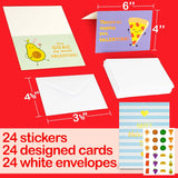 24 Gold Foil Valentine'S Cards For Kids - 4X6 Inches With 8 Unique Designs, Stickers, And Envelopes - Perfect For Classroom Exchanges, Parties, And V-Day Events - Ideal For Boys, Girls, Teachers,