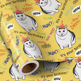 Funny Birthday Wrapping Paper - Mini Roll - Happy Birthday Cats Pattern For Party Gift Wrap And Special Occasions - 17 Inches X 16.4 Feet