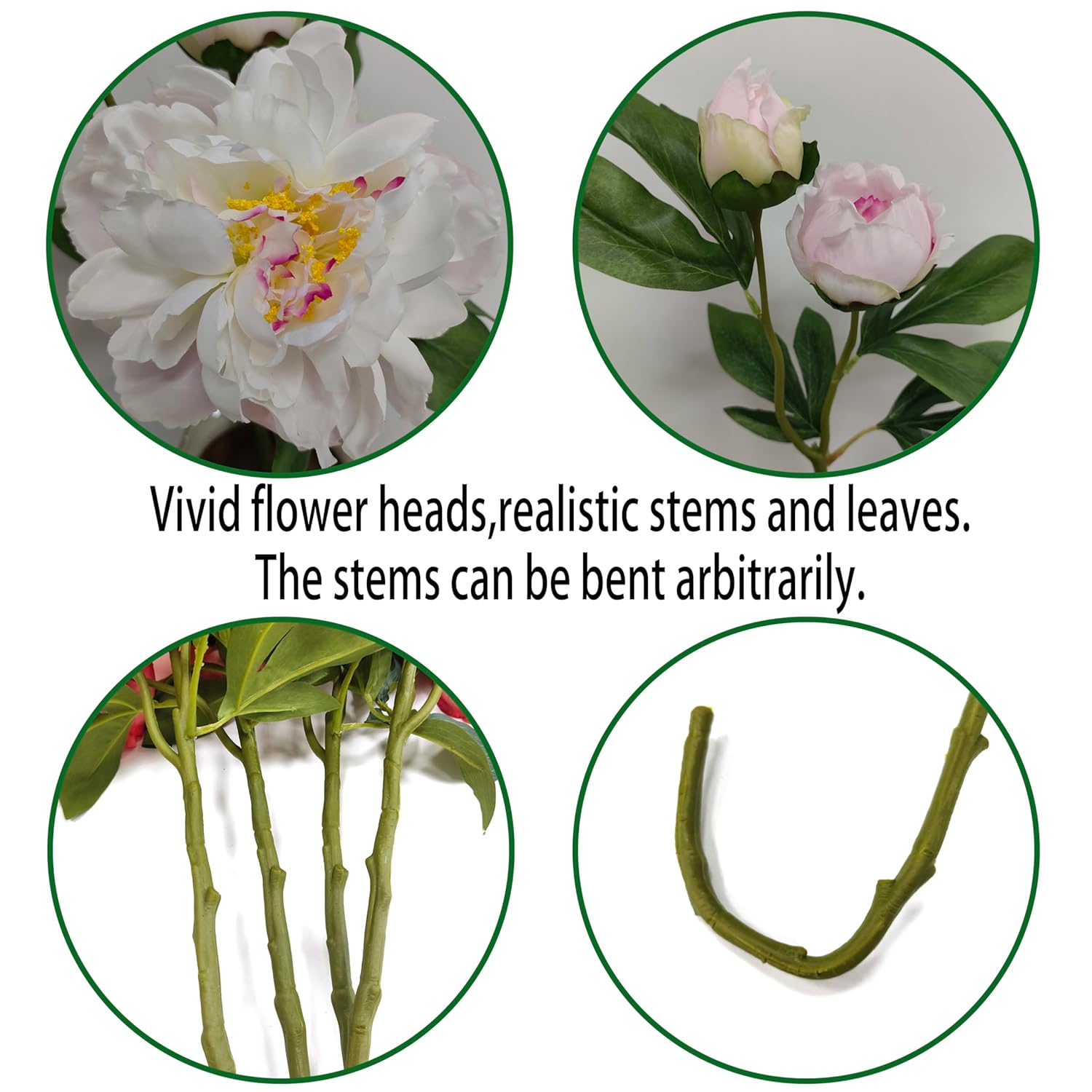 Peony Artificial Flowers,4 Pcs Fake Faux Peonies Flowers Look Real,Silk Peonies With Stems For Home Decor,Light Pink Peonies Artificial Flowers For Floral Arrangements (4, Light Pink)