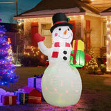 5 Ft Tall Christmas Inflatable Snowman With Gift Box, With Upgrade Rotating Build-In Colorful Led Lights Christmas Blow