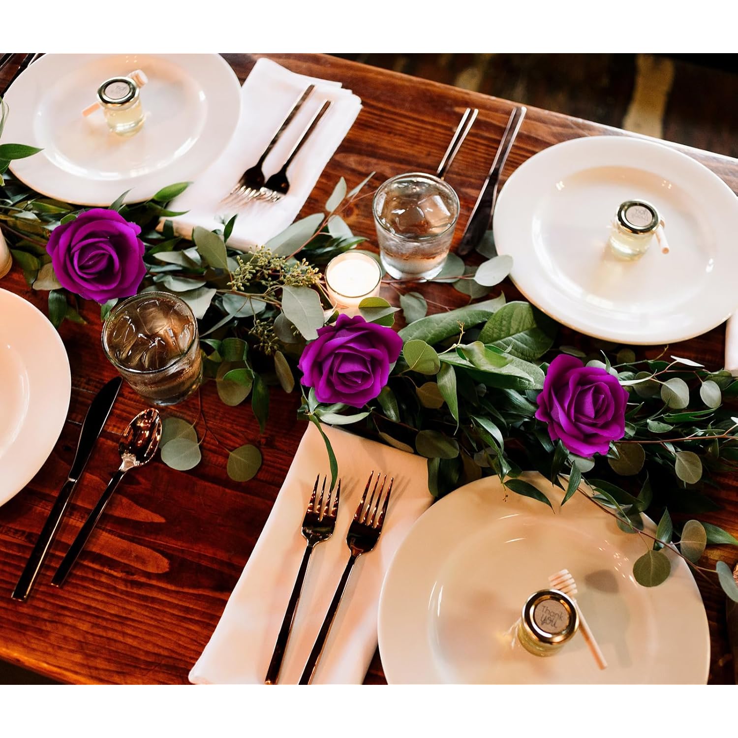 25 Pcs Artificial Roses Velvet Roses Artificial Flowers Real Look Silk Flowers With Stems For Diy Wedding Party Baby Shower Home Decoration(Purple)