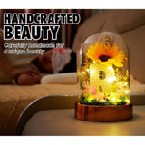Initial Sunflower Gifts For Women, Sunflowers Artificial Flowers In Glass Dome 4.72 * 7.87, Gifts For Xmas, Valentine Day, Mothers Day, Anniversary - Initial S