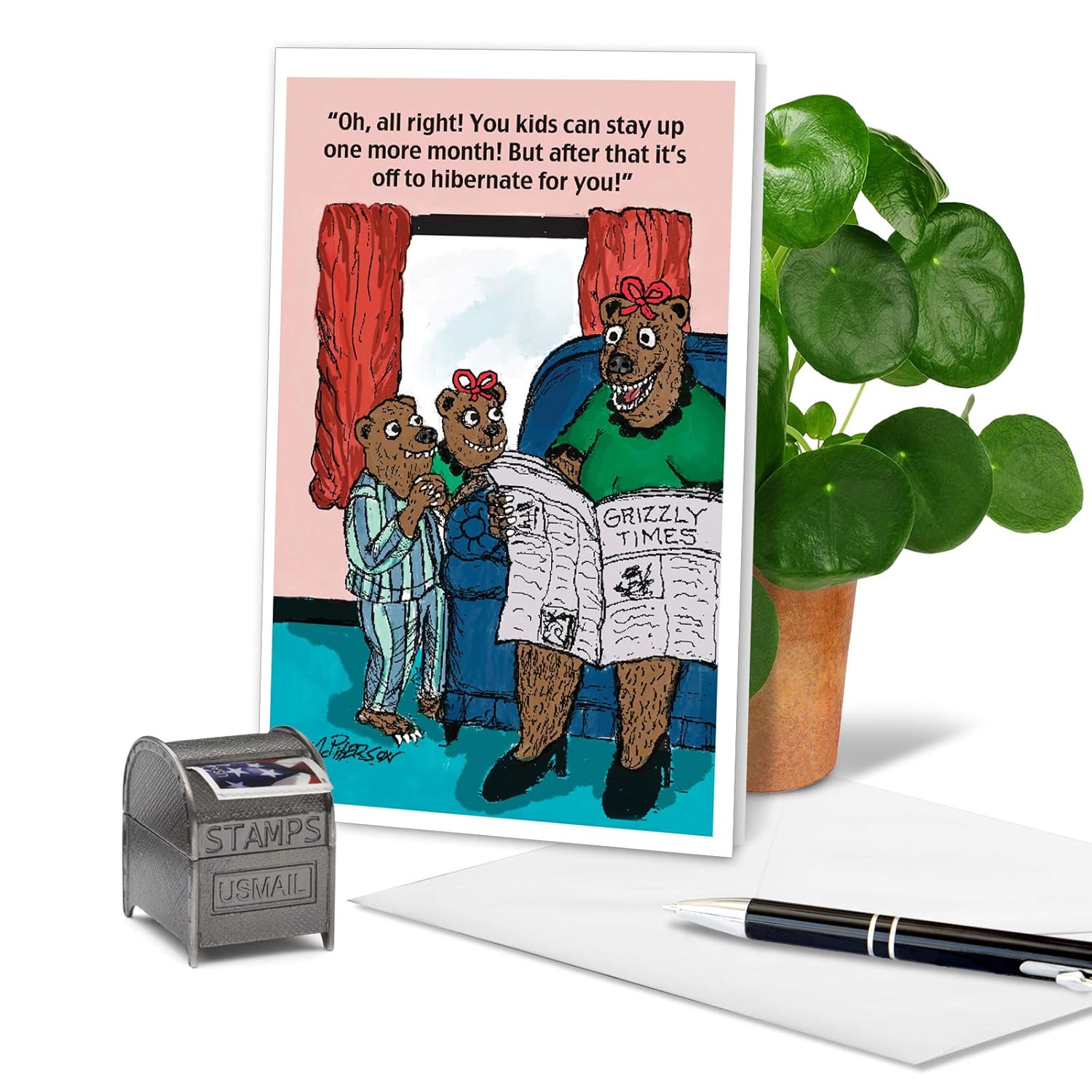 - Happy Mother'S Day Card Funny - Cartoon Humor, Mom Greeting Card With Envelope - Bear Mom C3164Mdg