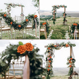 100Pcs Artificial Flowers Burnt Orange Roses Real Looking Foam Fake Roses With Leaves And For Diy Wedding Bouquets Bridal Shower Centerpieces Party Decorations (Burnt Orange, 100)