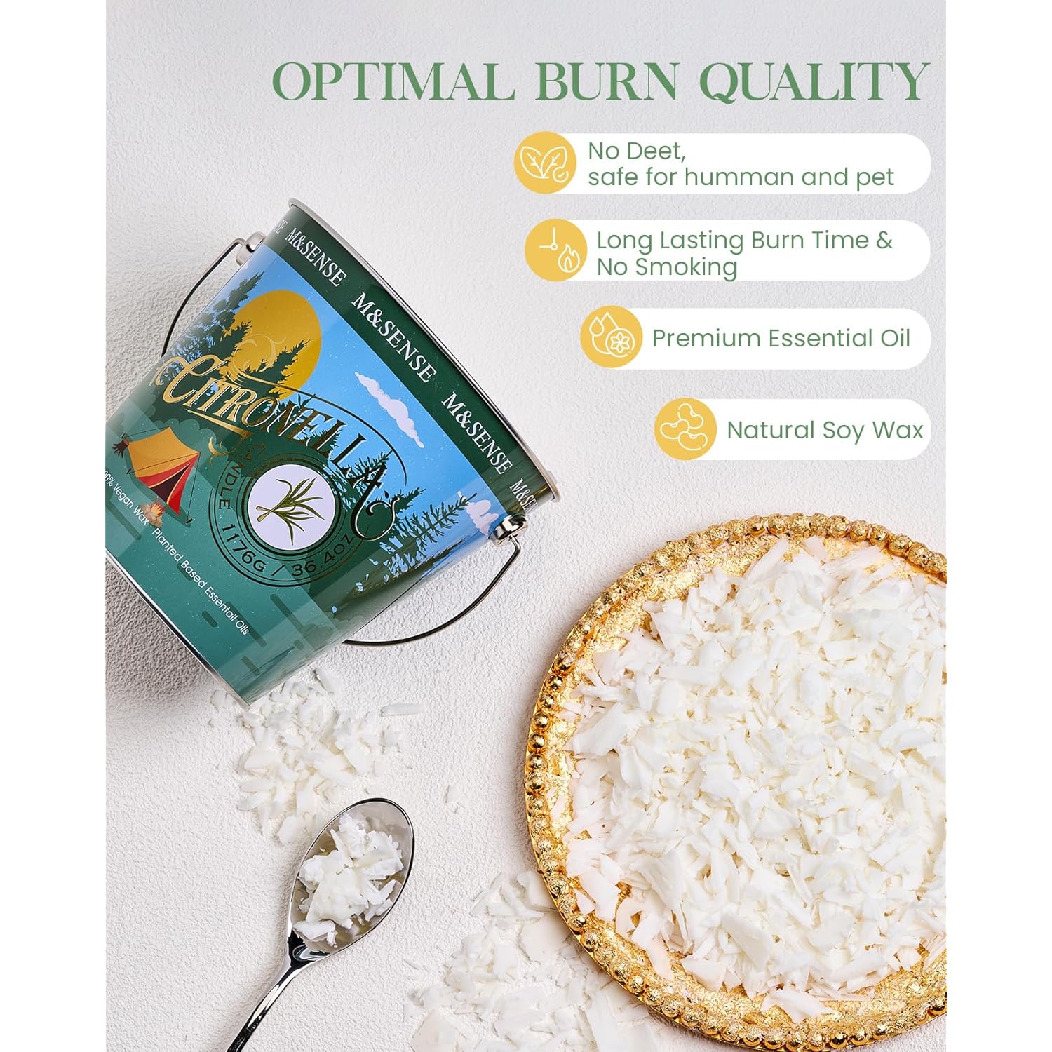 Citronella Candles Outdoor, 220 Hours Burn Natural Citronella Oil Soy Candle For Patio Camping, 41.5Oz Large Long Lasting Lemongrass Summer Candles For Indoor Home Scented