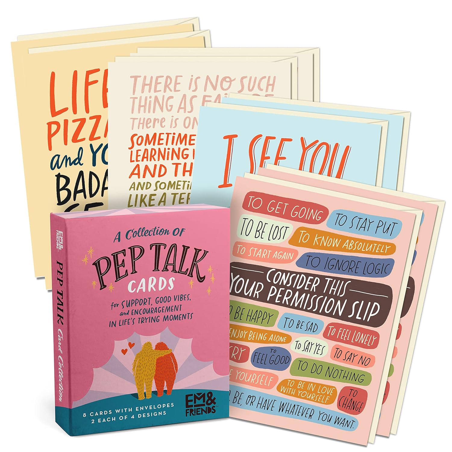 Pep Talk Cards, Funny Greeting Cards & Encouragement Cards With Envelopes (Box Of 8)