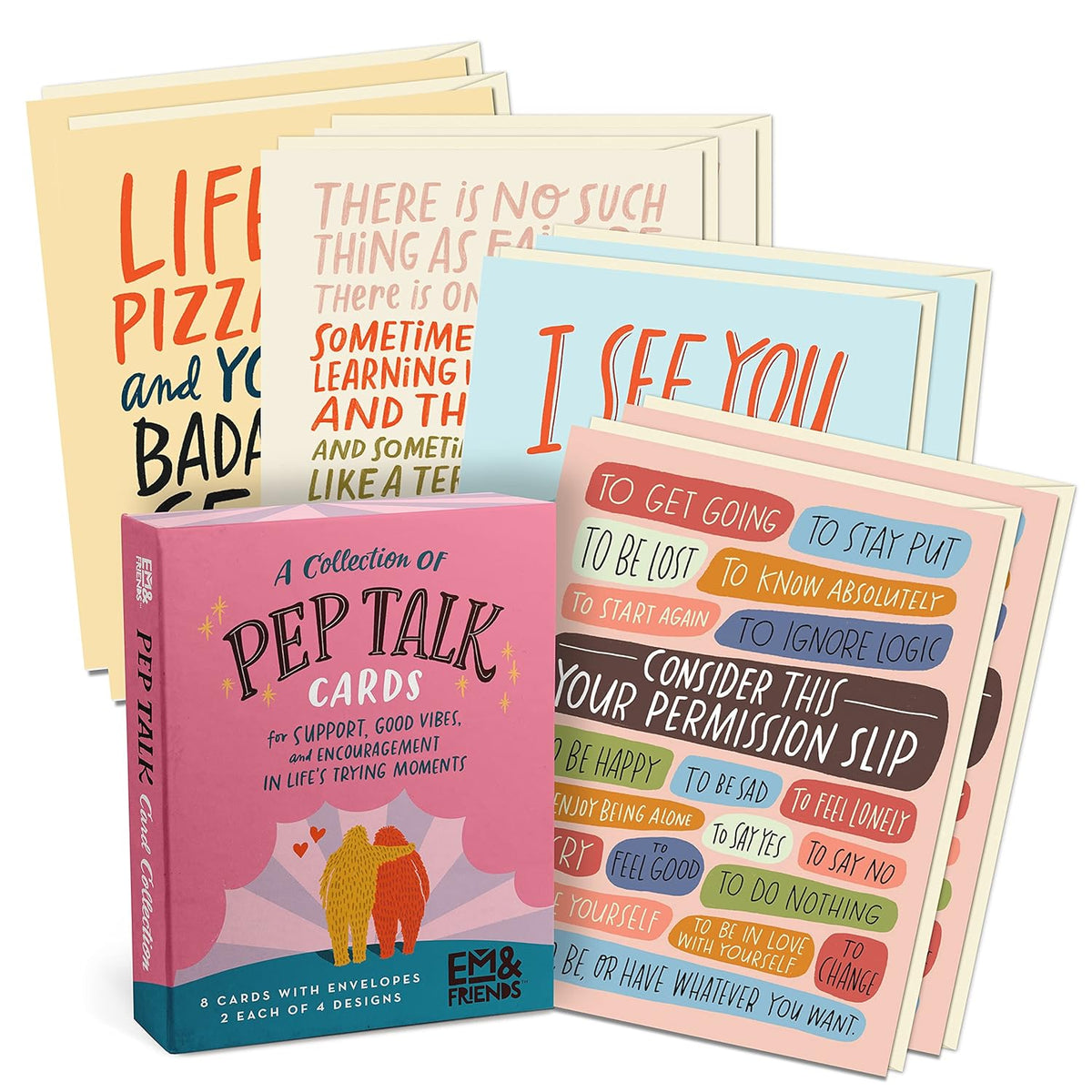 Pep Talk Cards, Funny Greeting Cards & Encouragement Cards With Envelopes (Box Of 8)