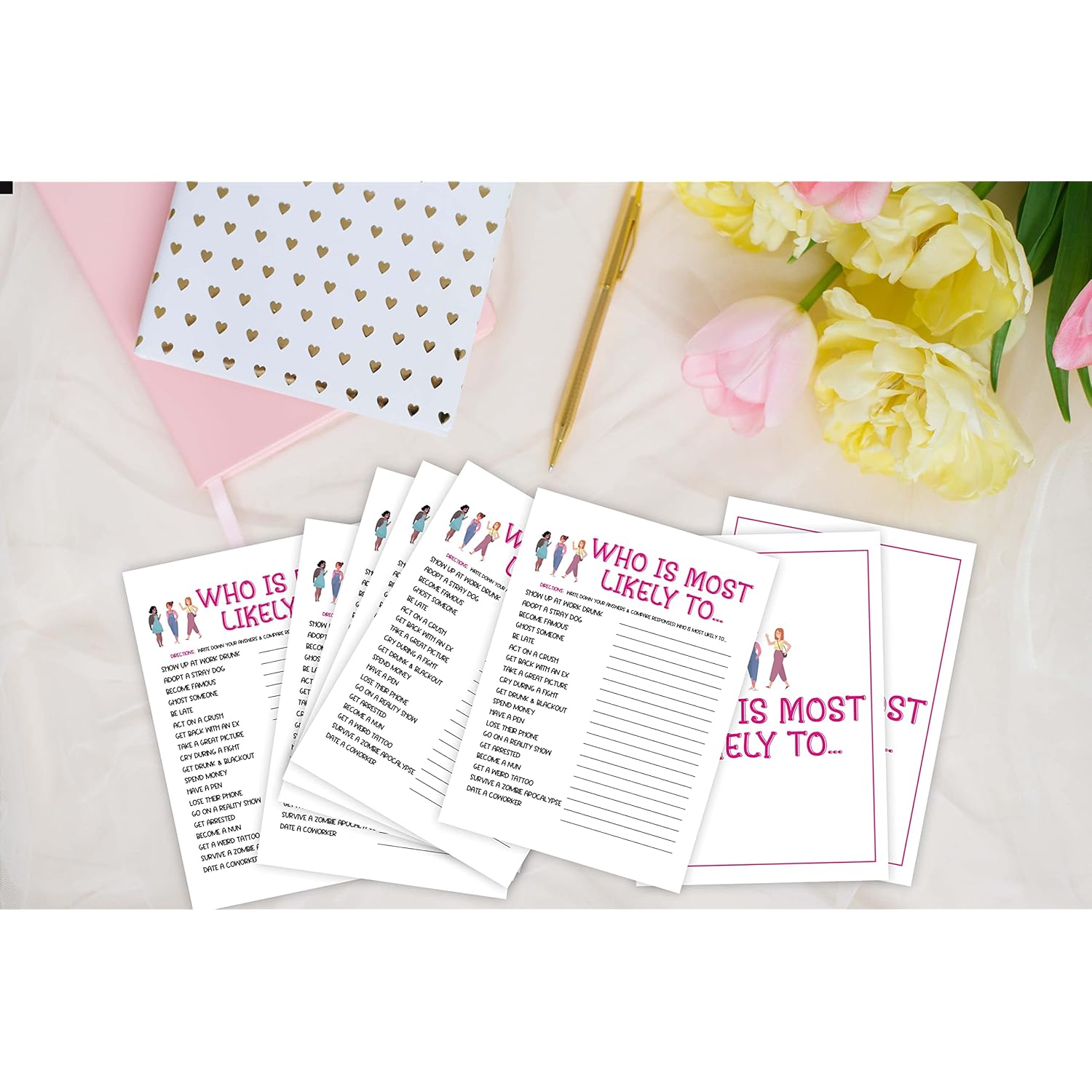 Girls Night Party Game - Ladies Night Party Games - Who I Most Likely To Game Pack - Fun Girls Night In/Girls Night On - Bridal Shower Or Bachelorette Party Game - Games For Adults - 30 Game Cards
