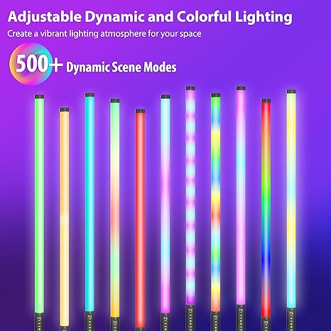 2 Pack 4FT Battery Powered RGB Tube Lights with Tripods Portable LED Light Wands for DJ Photography
