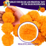 6 Pcs 5 Feet Long Strands Marigold Flowers Garland With Pendant Indian Wedding Decoration Artificial Decorations For Altar Faux Flower For Diwali, Pooja, Bush Floral Party (Orange)