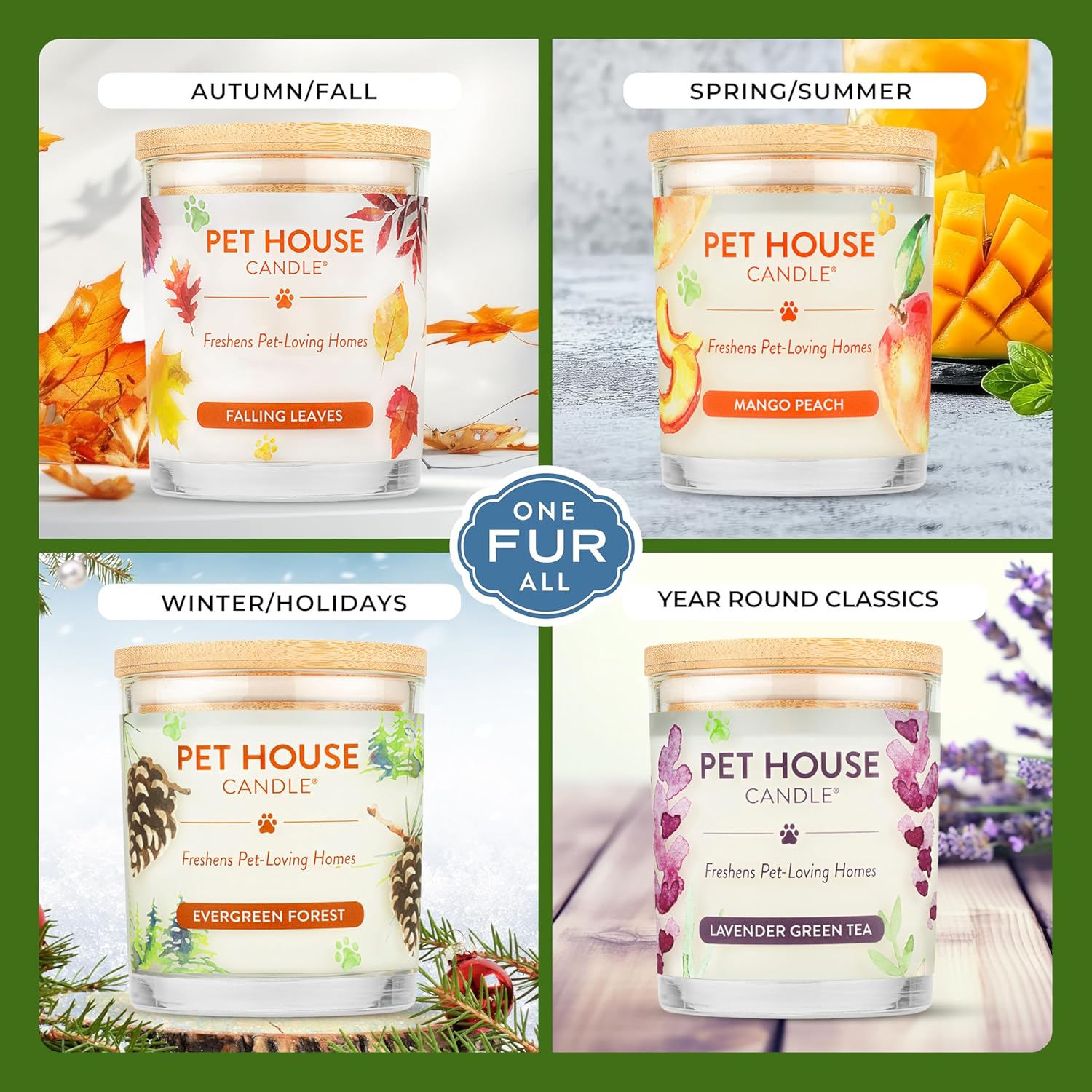 Pet House Candle Plant-Based/Soy - Clean Burning Scented, Long Lasting Pet Odor Candle For Home - Fresh Citrus