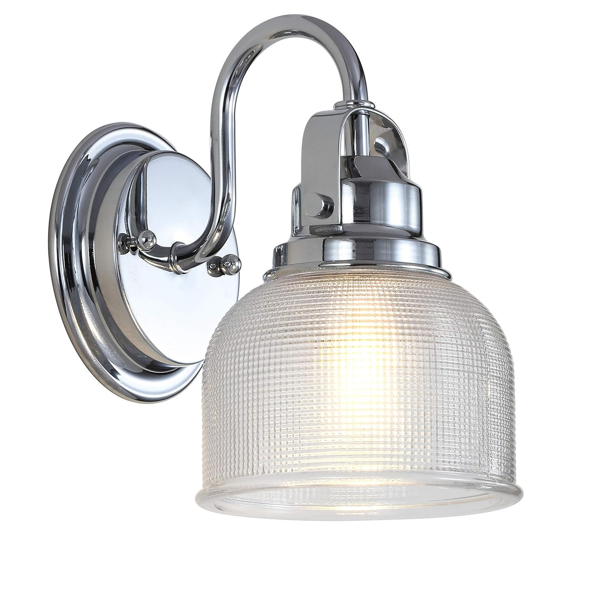 Jyl7407A Virginia 5.75" 1-Light Metal/Glass Led Traditional Classic Vanity Light Modern 2700K Led 4W Bulb Entryway Lobby Kitchen Bathroom Bedroom Living Room Hallway, Chrome