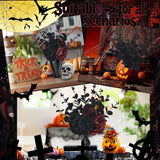 12 Pcs Spooky Halloween Flower Bouquet Set,Realistic Black And Red Artificial Flowers For Creepy Centerpieces,Eerie Gothic Decor, Haunted House, Party Table Arrangements