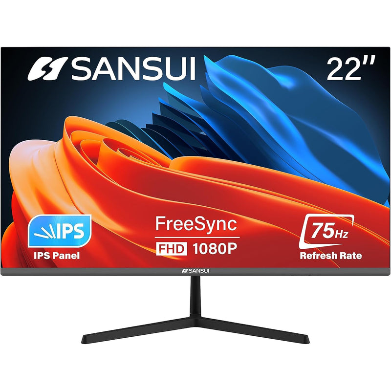 Monitor 22 Inch Ips 75Hz Fhd 1080P Hdmi Vga Ports Computer Monitor Ultra-Thin