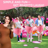 3 Pcs Baby Shower Games Bridal Shower Games Funny Activities- Funniest Game Ever For Baby Showers, Gender Reveals, Boy Or Girl Parties – Oversized Diaper Toss Game (Pink) – No Balls Included