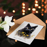 Mother'S Day Greeting Card Black Cat Lover Yellow Flowers For Mum