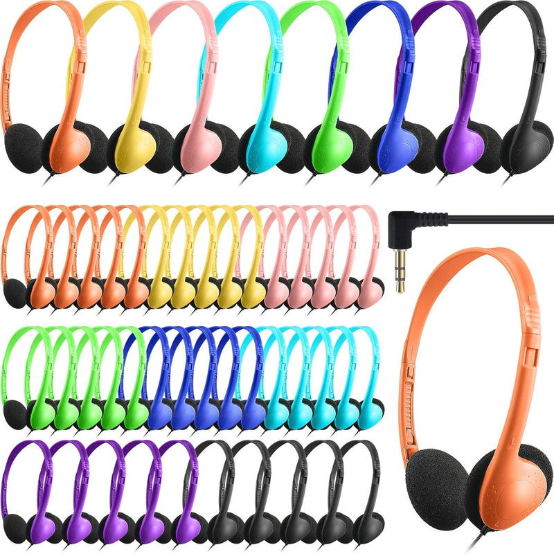 48 Pack Classroom Headphones Bulk Colorful Student Headphones Adjustable Headp